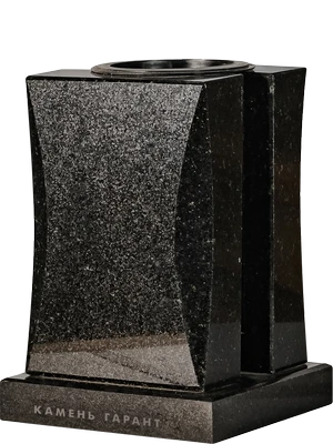 Прямоугольная ваза с суженной талией из черного гранита